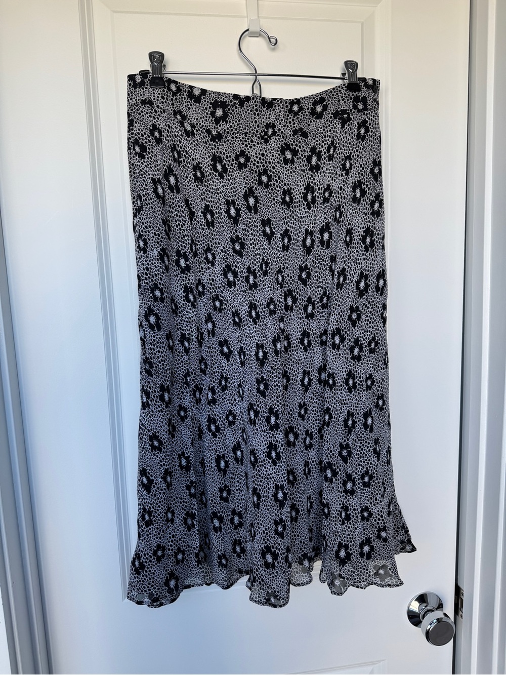 Y2K Black & White Floral Midi Skirt